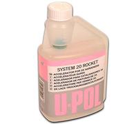 U-POL S2OROC System 20 Rocket Paint Accelerator 500ml Bottle Clear, Super accelerator for 2K paints, clears and primers. Increase throughput and improve profits