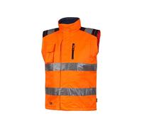 U-Power | Gilet da lavoro Prime, Imbottito, con Bande Riflettenti, Tasche portaoggetti, Chiusura Centrale con Zip, colletto in Micro-Fleece. Apertura interna posteriore, 100% Poliestere