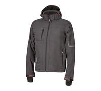U-Power Metropolis, Soft Shell Men's Fleece Jacket, Casual Winter Wear, with Hood, Stretch Fabric, Waterproof, Windbreaker, Full Zip Padded Coat (Grey Meteorite 4XL)
