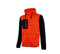 U-Power Rainbow, Full Zip Sweatshirt, with Large Pockets, Soft Fleece, Cotton Stretch Fabric, High Collar, Adjustable Hood, Comfortable Winterwear (ORANGE FLUO L)