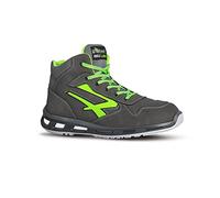 U-Power Red Lion Yoda, Unisex Safety Shoes, Lightweight, Flexible, Anti Puncture Leather Trainers, with Infinergy Insert, with Aluminium Toe Caps (Grey & Green 45)