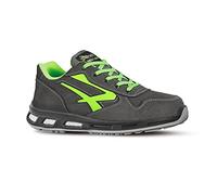U-Power Red Lion Yoda, Unisex Safety Shoes, Lightweight, Flexible, Anti Puncture Leather Trainers, with Infinergy Insert, with Aluminium Toe Caps (Grey & Green 44)