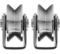 U Pulley V Groove Wheel Pulley, 2pcs Heavy Duty Stainless Steel Rolling Gate Rollers for Handling and Moving