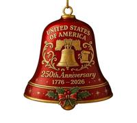 U.S. 250th Anniversary Bell Ornament, 250th Anniversary Commemorative Doorbell Ornament of The United States, U.S. Foundation Hanging Doorbell Décor (Red)