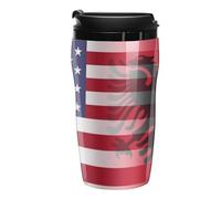 U.S.A. Albania Flag Coffee Cup Travel Mug with Leakproof Lid Double Wall Tumbler Water Bottle 250ml