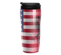 U.S.A. Albania Flag Coffee Cup Travel Mug with Leakproof Lid Double Wall Tumbler Water Bottle 350ml
