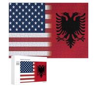 U.S.A & Albania Flag Funny Wooden Picture Puzzle Wood Jigsaw Creative Gift for Adults And Family Game