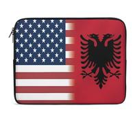 U.S.A & Albania Flag Laptop Sleeve Multi Size Computers Notebook Zippered Protective Bag for Office Travel Camping