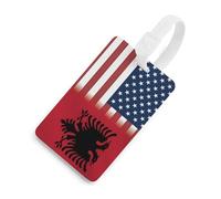 U.S.A & Albania Flag Luggage Tag for Suitcases Identify Labels Privacy Travel Baggage for Women Men