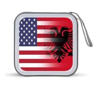 U.S.A. Albania Flag Portable CD Case Holder 48 Capacity Travel DVD Storage Boxs Wallet Bag