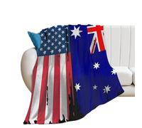 U.S.A And Australian Flag 250GSM Flannel Throws Blanket Lightweight Warm Fleece Knee Blankets for Bed Sofa 40"*50" (100 * 130cm)