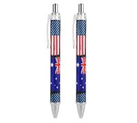 U.S.A And Australian Flag Retractable Ballpoint Pens 0.5mm Fine Black Inks Roller Smooth Writing Office Supplies 2 PCS