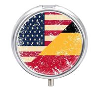 U.S.A and Belgium Vintage Flag Round Pill Organizer Portable Medicine Pill Dispensers Container for Daily Travel