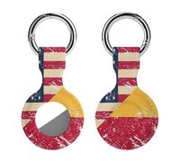 U.S.A And Belgium Vintage Flag Trendy GPS Cases Holder with Key Chain Ring Portable Protective Covers Compatible with Airtag