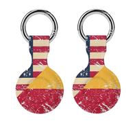 U.S.A And Belgium Vintage Flag Trendy GPS Cases Holder with Key Chain Ring Portable Protective Covers Compatible with Airtag