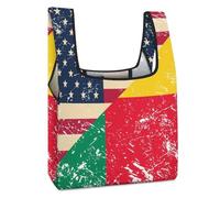 U.S.A And Benin Vintage Flag Reusable Grocery Bags Shopping Large Capacity Washable Foldable Tote Bag Fits in Pocket