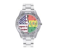 U.S.A and Bolivia Flag Business Stainless Watch Fashion Designer Wristwatch Easy Reader Analog Watches Gifts for Men