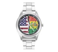 U.S.A and Bolivia Flag Simple Stainless Watch Fashion Designer Wristwatch Easy Reader Analog Watches Gifts for Men