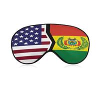 U.S.A and Bolivia Flag Soft Sleep Eye Mask with Adjustable Strap Breathable Sleeping Eyeshade Cute Eyes Shade