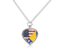 U.S.A And Bosnia And Herzegovina Retro Flag Custom Dog Urns Alloy Pet Ashes Jewelry Pets Cremation Pendant Necklace for Men Women Keepsake