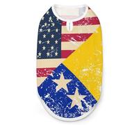 U.S.A And Bosnia And Herzegovina Retro Flag Dog Shirts Summer Pet Clothes Comfort T-Shirts Vest Sleeveless Tank Top for Cats Dogs XL
