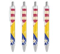 U.S.A And Bosnia And Herzegovina Retro Flag Retractable Ballpoint Pens 0.5mm Fine Rollerball Pen Smooth Writing Gel Ink for Office 4 PCS AS PIC 2