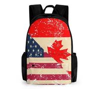 U.S.A And Canada Vintage Flag Casual Travel Backpack for Men Women 16 Inch Lightweight Basic Daypack with Pocket