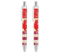 U.S.A And Canada Vintage Flag Cute Ballpoint Pen for Unisex 0.5mm Black Ink Fine Smooth Writing Ball Point Pens