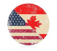 U.S.A and Canada Vintage Flag Round Cutting Board for Kitchen Easy to Clean Tempered Glass Chopping Block for Meat & Vegetables