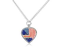 U.S.A And Cape Verde Retro Flag Custom Dog Urns Alloy Pet Ashes Jewelry Pets Cremation Pendant Necklace for Men Women Keepsake