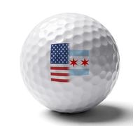U.S.A And Chicago Flag Funny Printed Golf Ball Personalized Practice Balls Cool Accessories Gifts for Golfers Dads Men Women