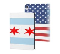 U.S.A And Chicago Flag Funny Tablet Cases Multi-Viewing Angels Trifold Stand Case Compatible with iPad Series