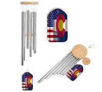 U.S.A And Colorado State Flag Aluminium Wind Chime Memorial Chimes Soothing Melodic Windchimes for Garden Backyard Patio Outside Decor