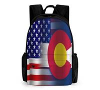 U.S.A And Colorado State Flag Daypack Casual Backpacks Large Capacity Laptop Lightweight Travel Bag for Camping Hiking