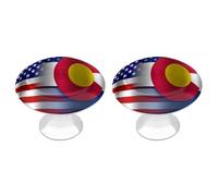 U.S.A and Colorado State Flag Drawer Handles Set of 2 Cute Cabinet Knobs Colorful Stainless Steel Door Handles for Kitchen Dressers