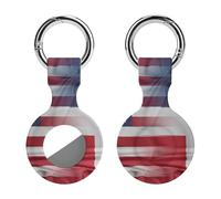 U.S.A And Dominican Flag Compatible with AirTag Silicone Protective Case with Keychain Dustproof Anti Loss GPS Tracker Holder