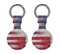 U.S.A And Dominican Flag Compatible with AirTag Silicone Protective Case with Keychain Dustproof Anti Loss GPS Tracker Holder