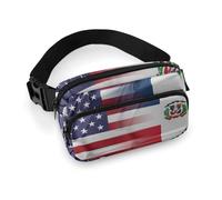 U.S.A and Dominican Flag Hiking Waist Packs Fanny Pack Adjustable Strap Waist Bag for Walking Running Travel