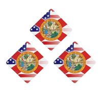 U.S.A And Florida State Flag 3 PCS Car Air Freshener Hanging Aromatherapy Tablets Automotive Ornament for Auto Room Bathroom Bedside Rhombus