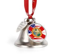 U.S.A And Florida State Flag Christmas Bell & Sleigh Bells for Tree Decoration Hanging Ornaments Festive Decor Love Bell