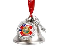U.S.A And Florida State Flag Christmas Bell & Sleigh Bells for Tree Decoration Hanging Ornaments Festive Decor Wing Bell