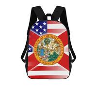 U.S.A And Florida State Flag Fashion Backpack 17 Inch Simple Laptop Bag Travel Hiking Camping Daypack