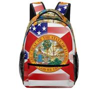 U.S.A And Florida State Flag Fashion Backpack Lightweight Laptop Bag | Travel Hiking Camping Daypack