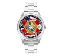 U.S.A and Florida State Flag Minimalist Men's Wrist Watches Alloy Analogue Quartz Watch Fashion Accessories