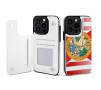 U.S.A And Florida State Flag Mobile Phone Flip Cases Compatible with iPhone 15/15 Plus/15 Pro/15 Pro Max Anti-Scratch Covers