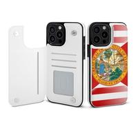 U.S.A And Florida State Flag Mobile Phone Flip Cases Compatible with iPhone 15/15 Plus/15 Pro/15 Pro Max Anti-Scratch Covers