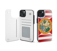 U.S.A And Florida State Flag Mobile Phone Flip Cases Compatible with iPhone 15/15 Plus/15 Pro/15 Pro Max Anti-Scratch Covers