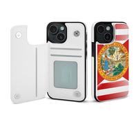 U.S.A And Florida State Flag Mobile Phone Flip Cases Compatible with iPhone 15/15 Plus/15 Pro/15 Pro Max Anti-Scratch Covers