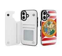 U.S.A And Florida State Flag Mobile Phone Flip Cases Compatible with iPhone 16/16 Plus/16 Pro/16 Pro Max/16 E/16 SE4 Anti-Scratch Covers