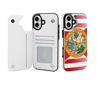 U.S.A And Florida State Flag Mobile Phone Flip Cases Compatible with iPhone 16/16 Plus/16 Pro/16 Pro Max/16 E/16 SE4 Anti-Scratch Covers